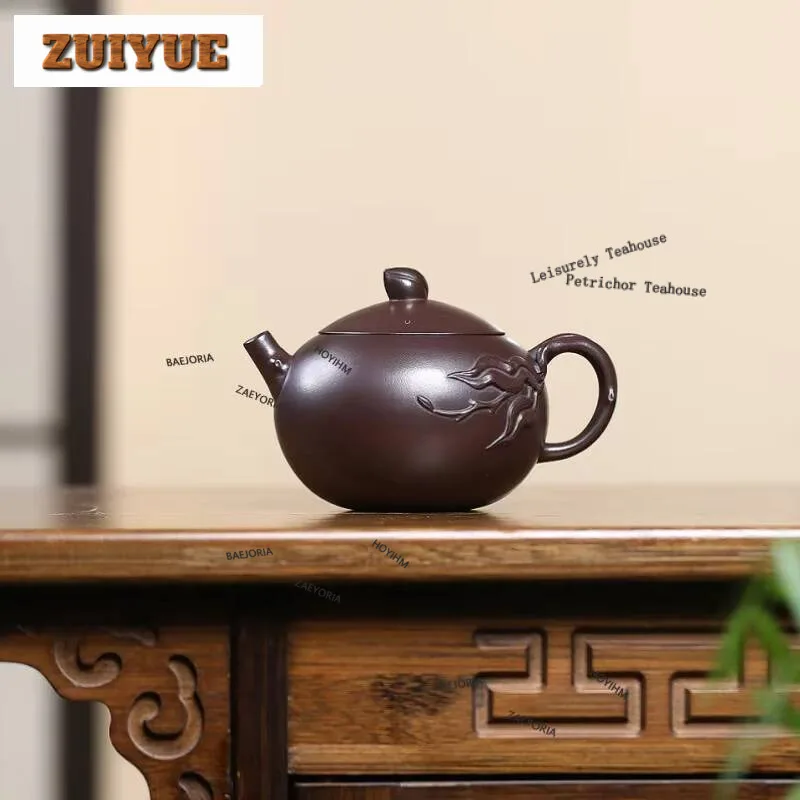 260ml Authentic Yixing Purple Clay Teapots Handmade Longevity Peach Xishi Pot Raw Ore Mud Kettle Zisha Tea Set Accessories Gifts