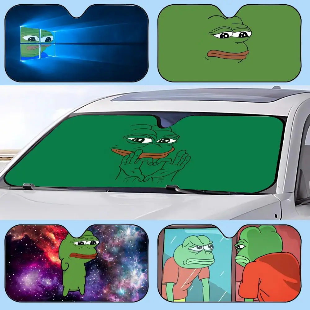 

Funny sad frog Sun Visor Retractable Car Sun Visor Anti-Glare UV Protection Front Window Sunshade