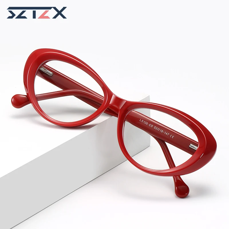 

SZTZX модные простые дизайнерские очки «кошачий глаз» оптические линзы с рецептами очки с защитой от синего света настраиваемые по рецепту LS100