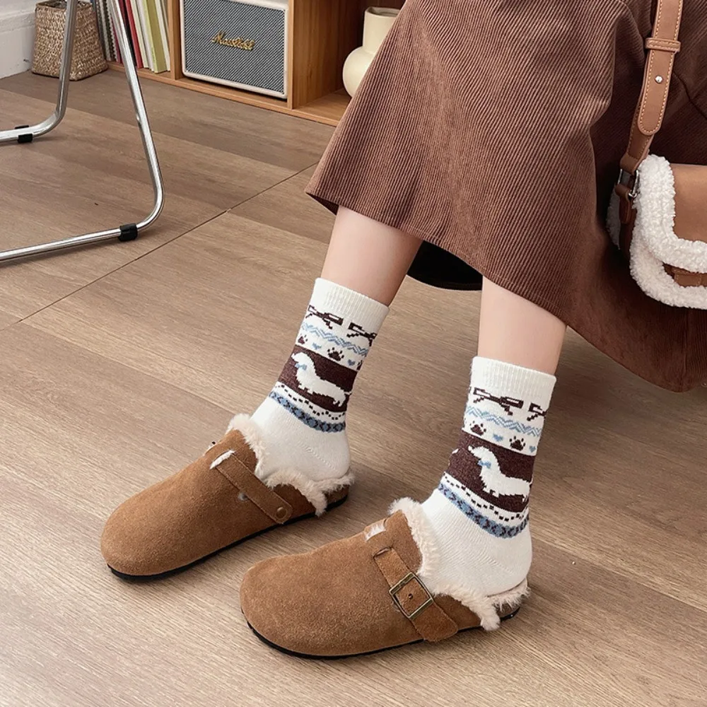 Cute Cartoon Dachshund Women's Socks Kawaii Harajuku Breathable Autumn Winter Fashion Dog Socks Women Business Christmas Gifts