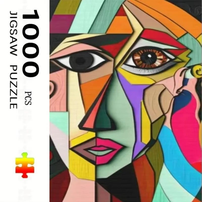 Adult Jigsaw Puzzle 500/1000 Pieces Puzzle Abstract Woman Face Paper Puzzle Decorative Painting Exercise Brain Thinking