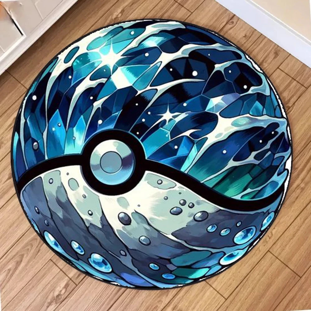 

Круглый ковер с изображением покемона, покемона, изысканные узоры покее с шариками с водой, как металлический городской пейзаж, дизайн для гостиной