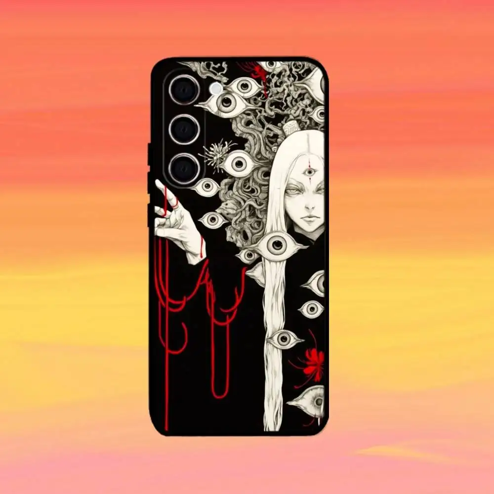 Horror anime arte-olhos capa de telefone para samsung galaxy a73, a72, a71, a70, a53, a52, a51, outras capas pretas macias