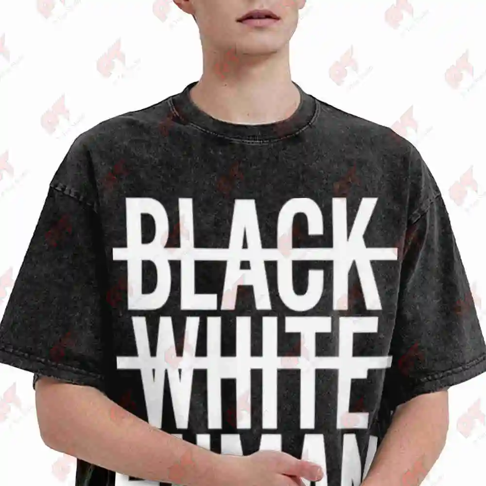 Black White Human Social Justice Activist Vintage Washed Tee Pure Cotton T-Shirt