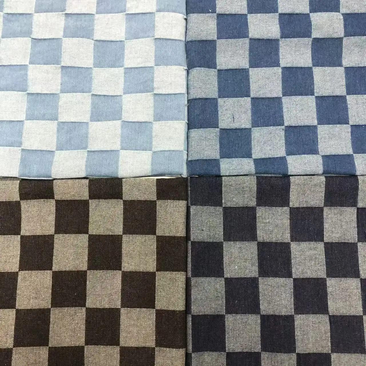 

Джинсовая ткань, квадратная сетка, геометрический узор, швейный материал для платьев, сумок, брюк, шляпа, носимая джинсовая текстильная ткань