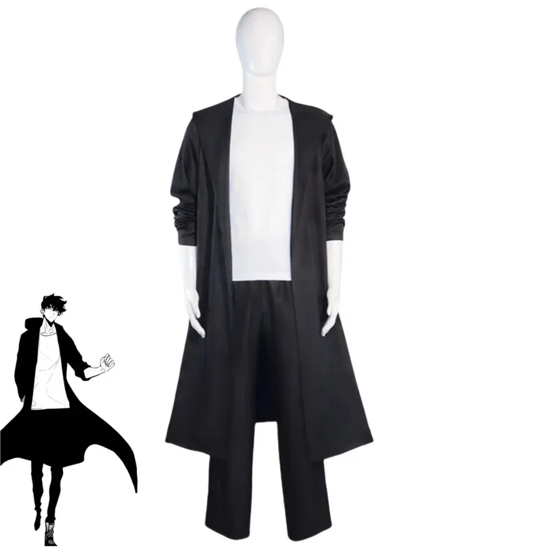 CyAnime Solo Leveling Season 2, Jin Woo Sung, карнавальный костюм Chugong H-goon, черный плащ, футболка, парик, мужской и женский костюм на Хэллоуин