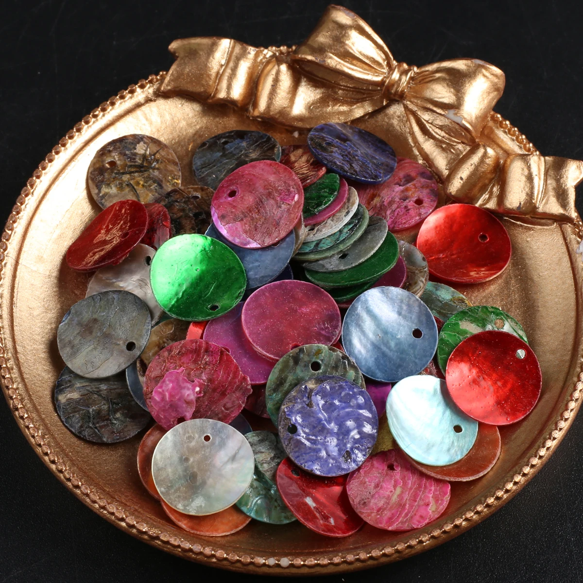 50pcs Mixed Color Natural Shell Color Circular Sliced Pendant Beads Handmade Earrings DIY Necklace Jewelry Making 15mm