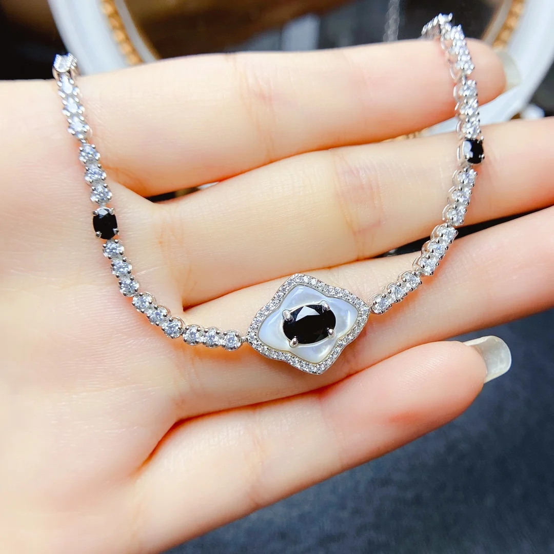 

Женский браслет из серебра 925 пробы с инкрустацией, 5 х7 мм