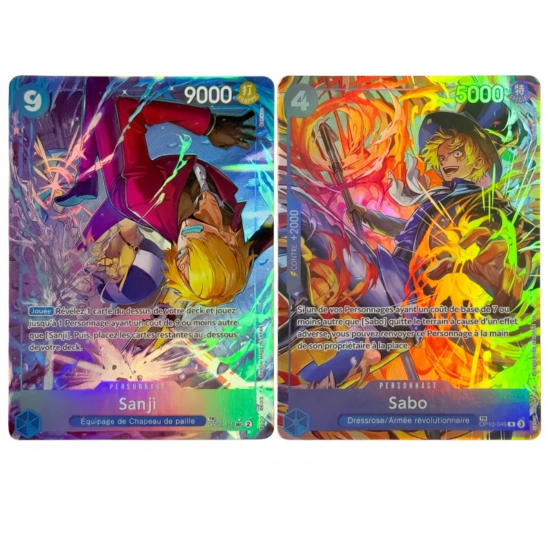 One Piece English OP06-119 French Treasure Rare Sanji Diy Folding Flash Card Anime Opcg Sabo OP10-049 Game Collection Card Gift