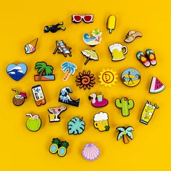 1/30 adet tatil koleksiyonu ayakkabı Charms rahat tarzı uçak bilet bira Popsicle ayakkabı aksesuarları takunya için Kawaii yaz ayakkabı pimleri
