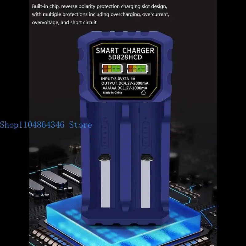 5asd Independent Double Slot Battery Charging Intelligent Identification For 14500 21700 26800 Cells USB Connectivity