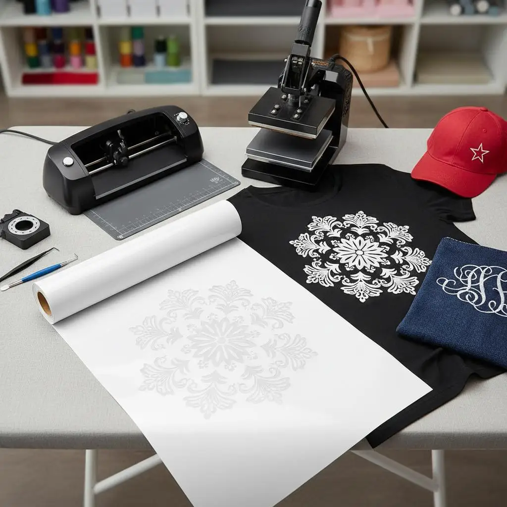 

Термотрансферная пленка HTV 12 дюймов x 25 футов для футболок, подушек, головных уборов, глянцевая белая, с сильной адгезией, легко режется, совместима с машинами для резки.