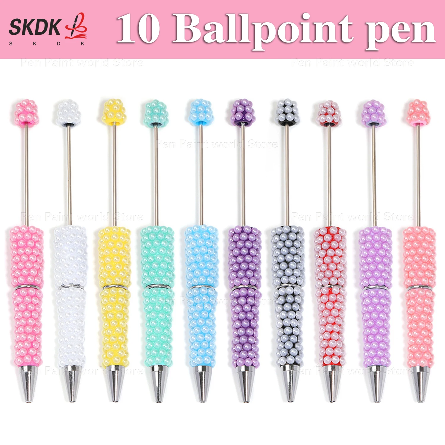 

10 шт., шариковая ручка из бисера, набор «сделай сам» — дизайн с ромбовидным покрытием для подарков учителю