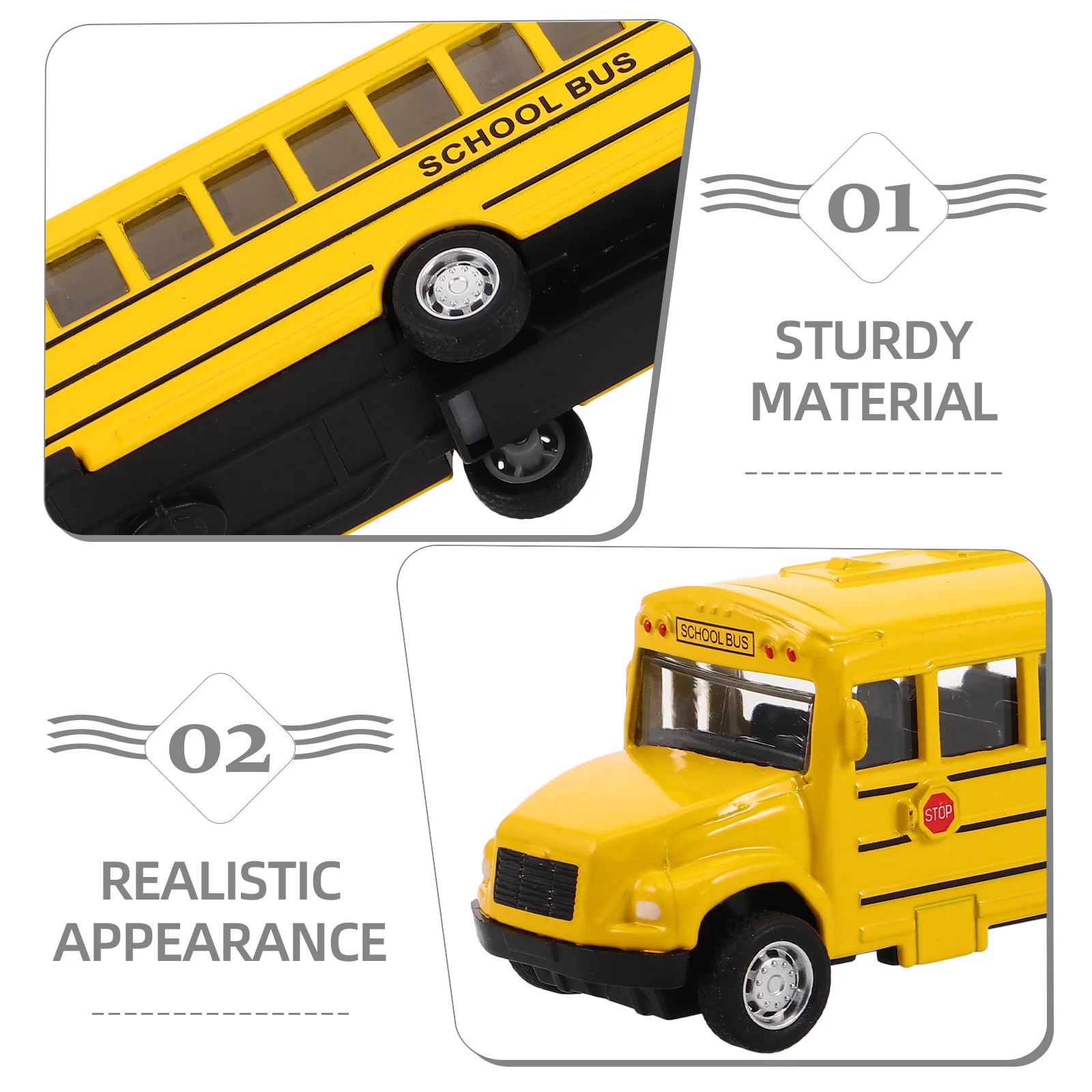 ดึงกลับสีเหลืองสดใสรถโรงเรียนของเล่น Die Cast โลหะของเล่นรถแรงเสียดทาน Powered School Bus ของเล่นสําหรับเด็กชายหญิง