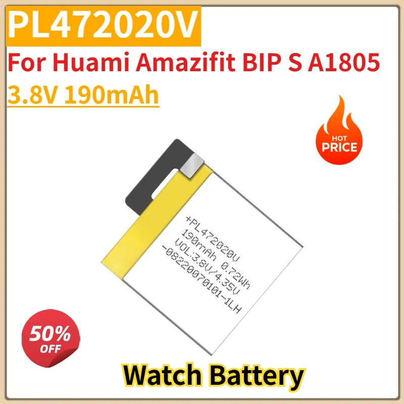 High Quality PL472020V Watch Battery 3.8V 190mAh for Huami Amazifit BIP S A1805 Brand New Replacement Battery