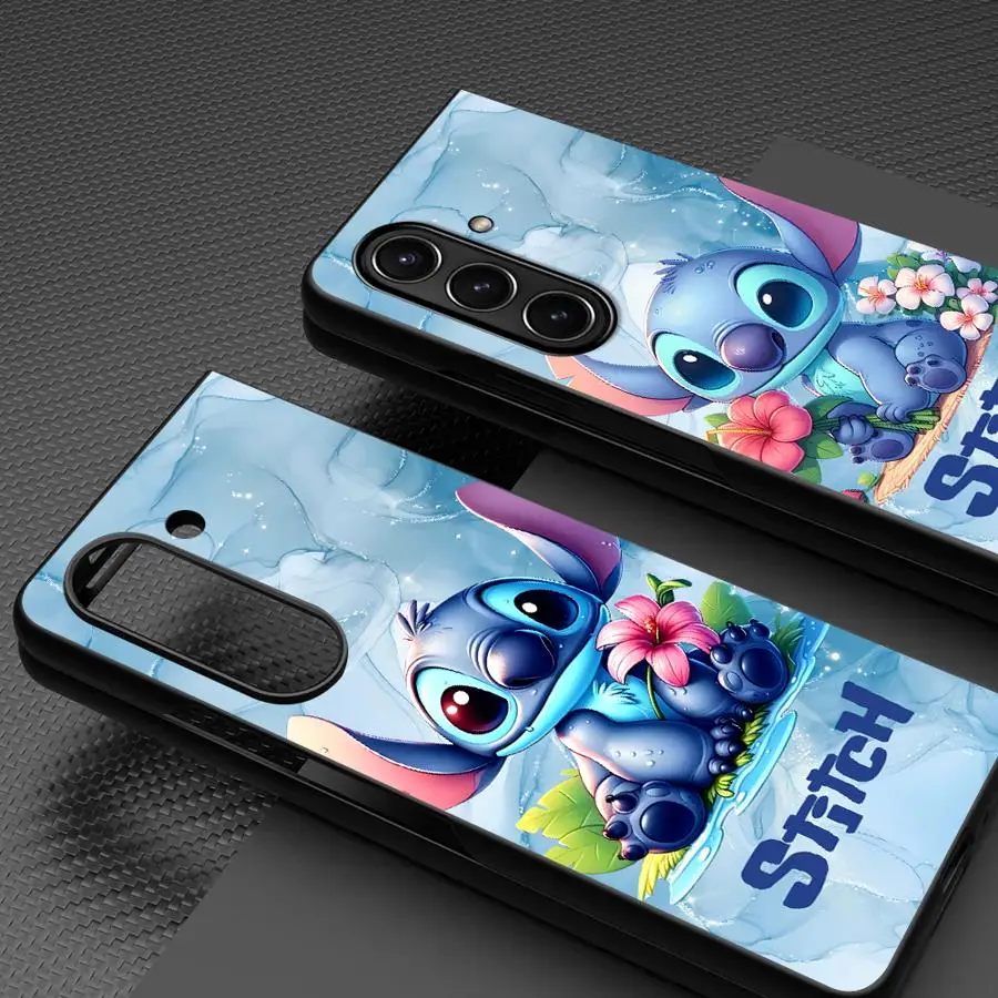 

Cute Disney Stitch Flower Case for Samsung Galaxy ZFold5 ZFold4 Z Fold 7 6 5 4 3 ZFold6 ZFold3 ZFold7 Hard Phone Cover