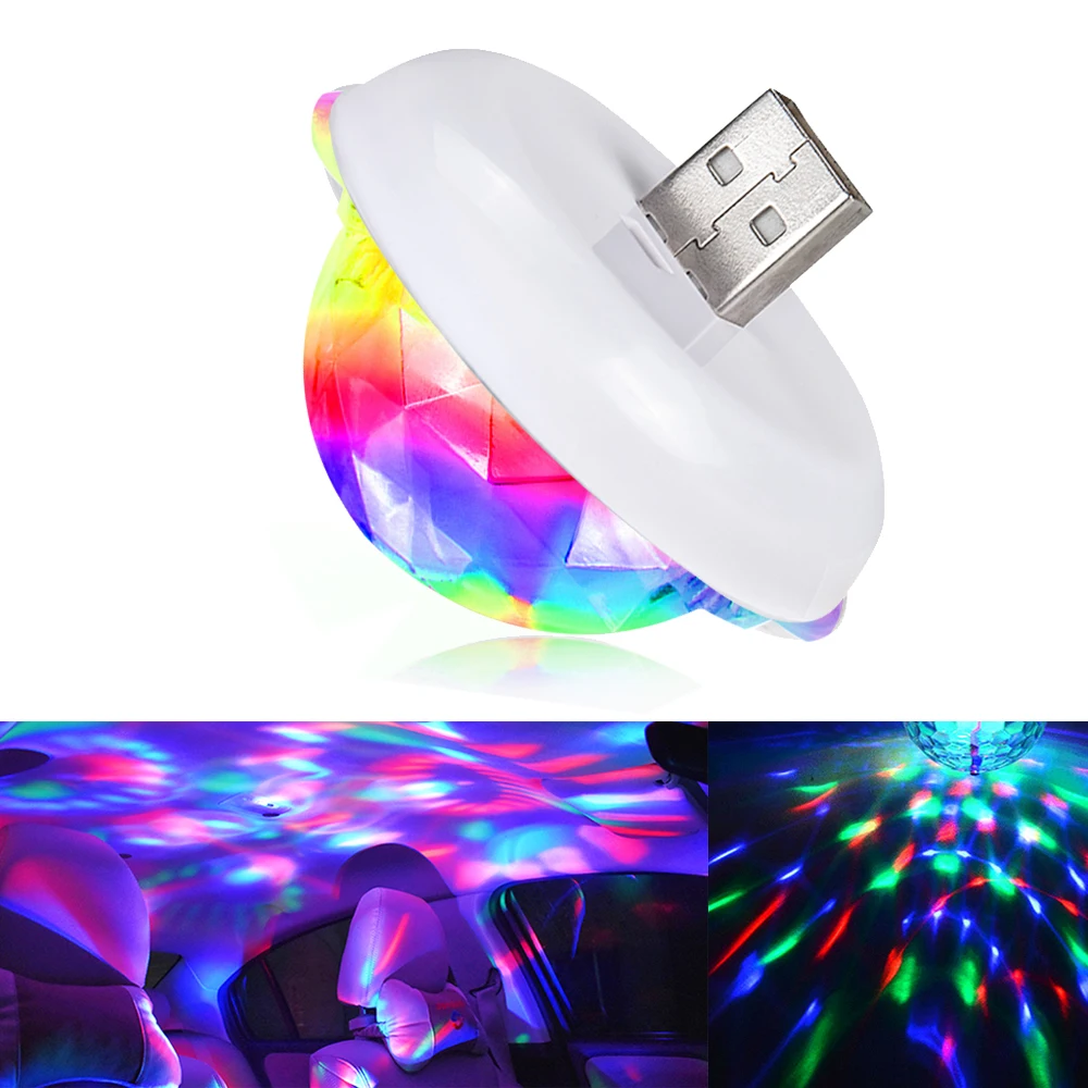 1pc LED Magic Dj Light Night Light USB Disco Light Stage Lighting Effect Light Micro USB Crystal Disco Ball Sound Party Lights