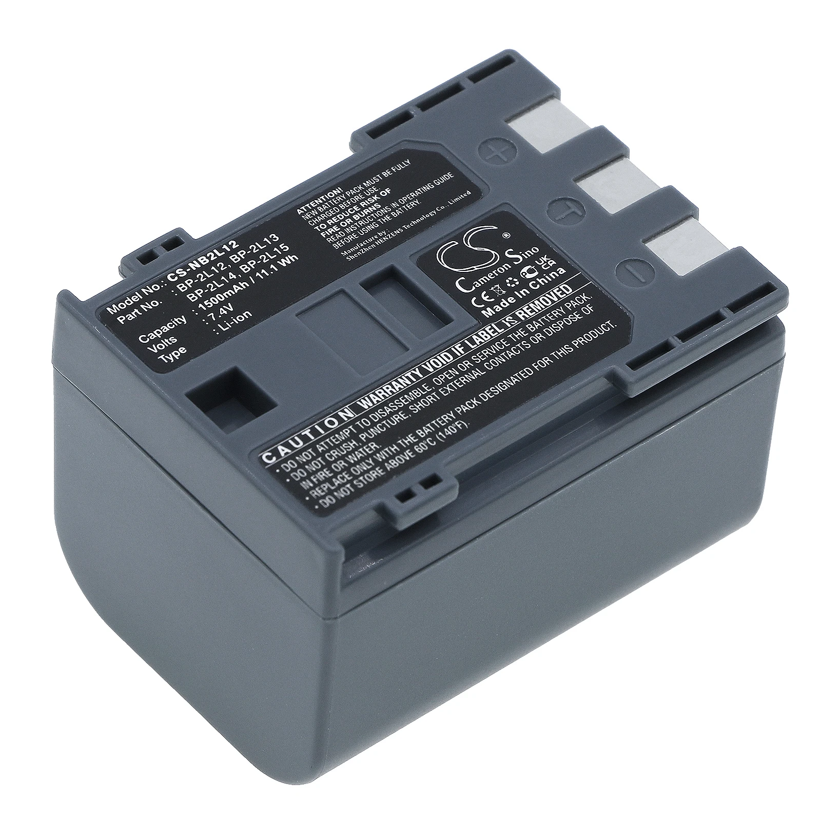 

1500mAh Battery BP-2L12 for Canon DC310, DC320, DC330, FV500, FVM100, FVM20, FVM200, FVM30, MD100,MD110,MD111,MD120
