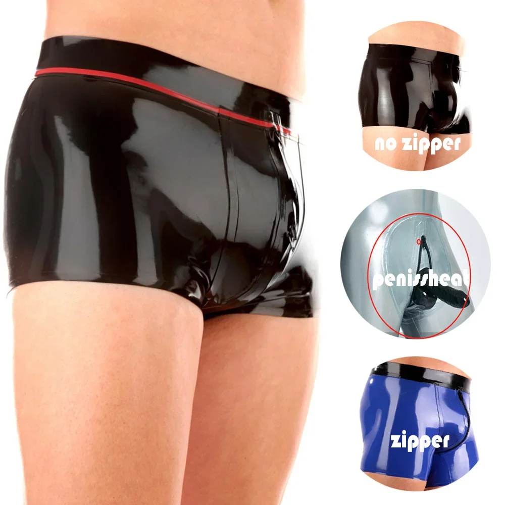 

eurocat suits Latex Soft Trousers short Rubber Pants Sexy Latex Briefs with Zip for Men Handmade Fetish Leggings Wet Look Club