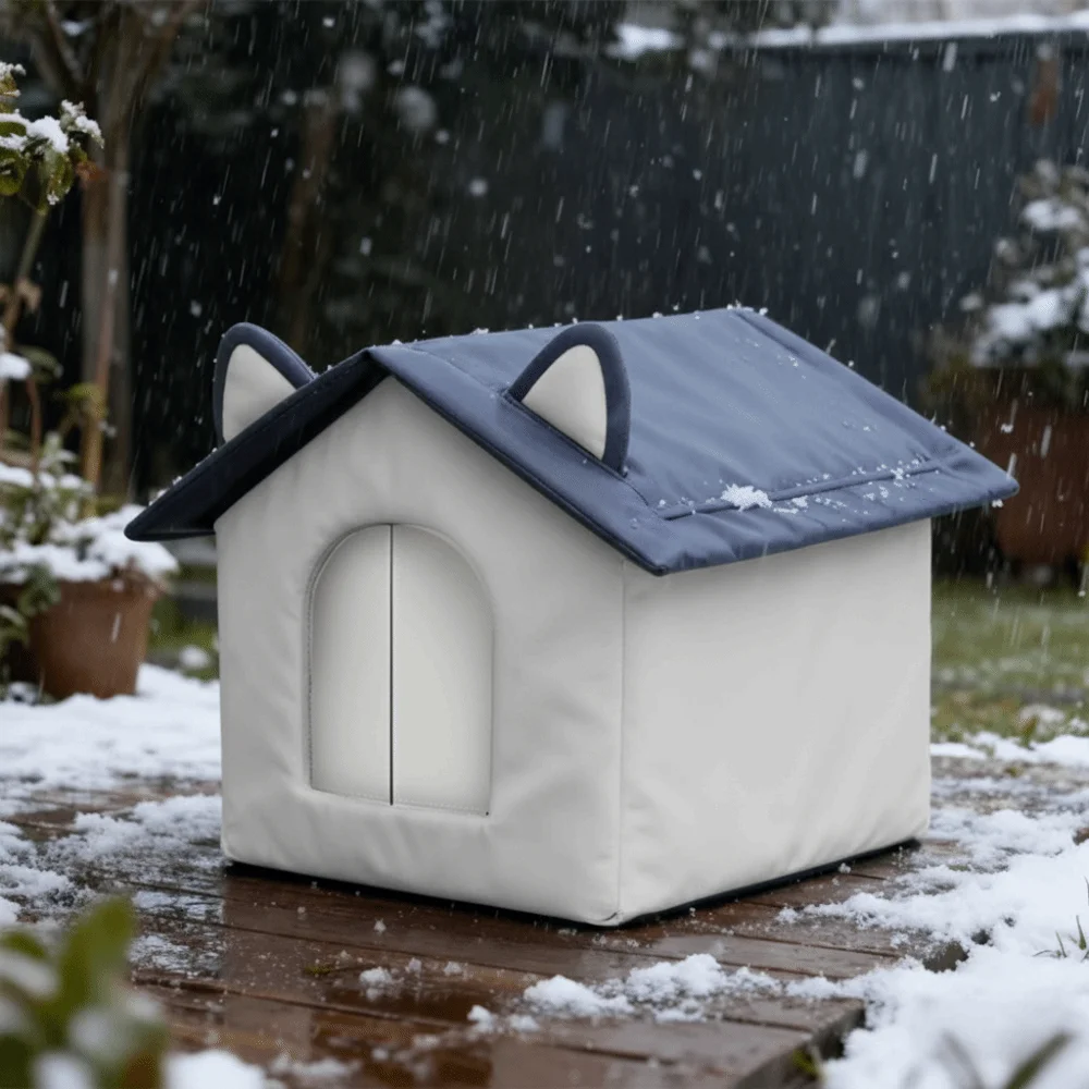 

Теплый уличный домик для кошек: ветрозащитный, водонепроницаемый, укрытие для бездомных кошек, закрытая конструкция, влагостойкое основание, зимнее лежанка для кошек