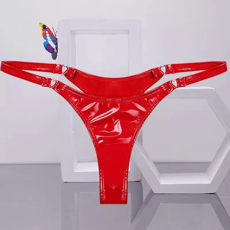 ملابس داخلية نسائية مثيرة منخفضة الخصر ذات مظهر رطب من الجلد PVC على شكل حرف T من الخلف ثونج جي سترينج مقاس كبير ملابس داخلية مثيرة للنوادي الليلية لامعة وناعمة #6