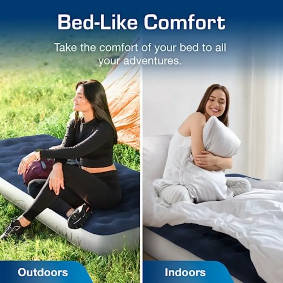 مرتبة هوائية مزدوجة مع مضخة مدمجة وسادة مرتفعة شديدة التحمل ومقاومة للثقب وسرير تفجير مقاوم للماء للتخييم في الهواء الطلق والمنزل #5