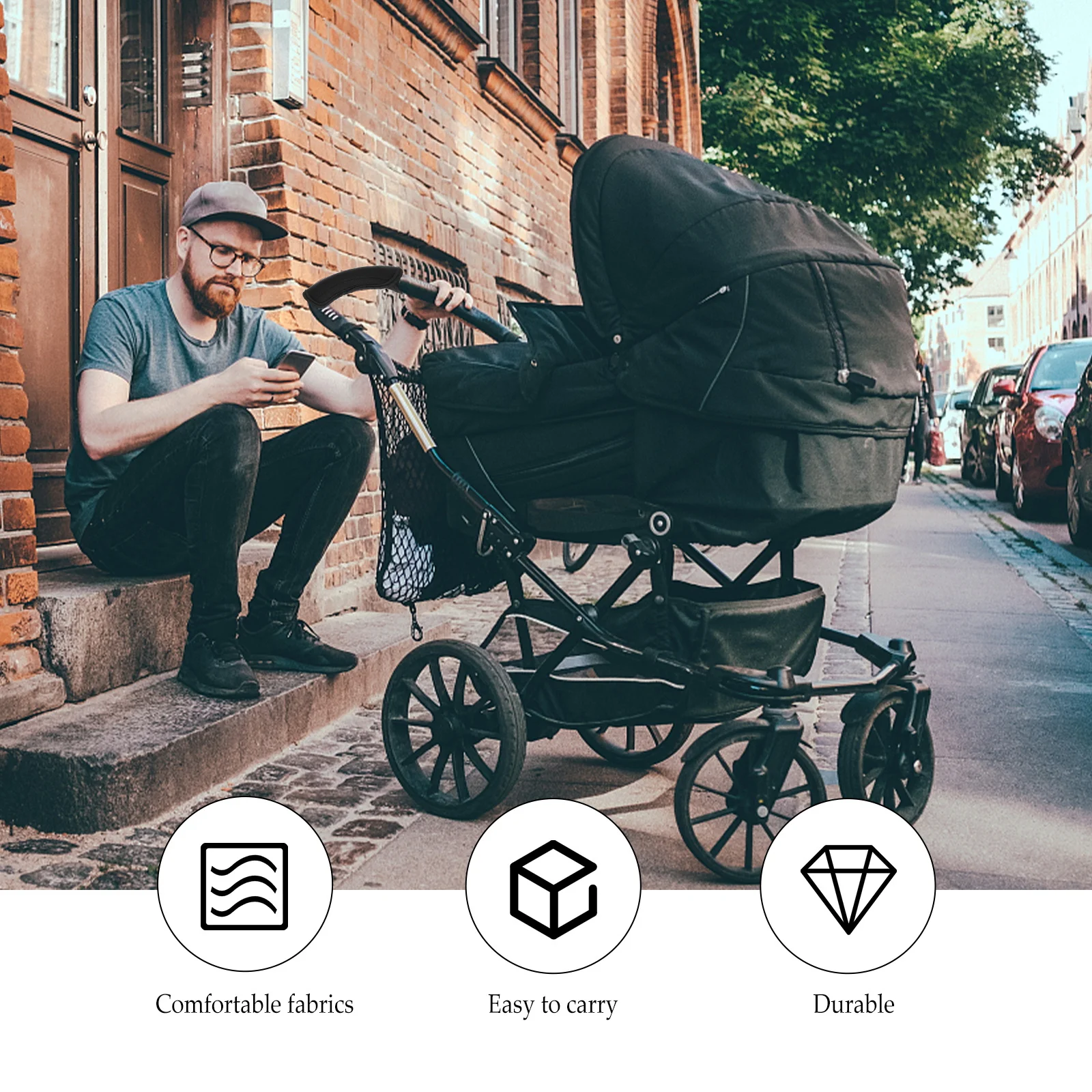 

2 шт. Мягкие складные чехлы для ручек детских колясок, машинная стирка, нескользящие защитные накладки для ручек колясок-тростей