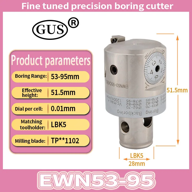 GUS Fine Tuned Boring Head EWN20 EWN25 CNC Tool Holder Metal Lathe Adjustable CBH CKB LBK1 2 3 4 5 6 Chuck Spindle Milling Tools