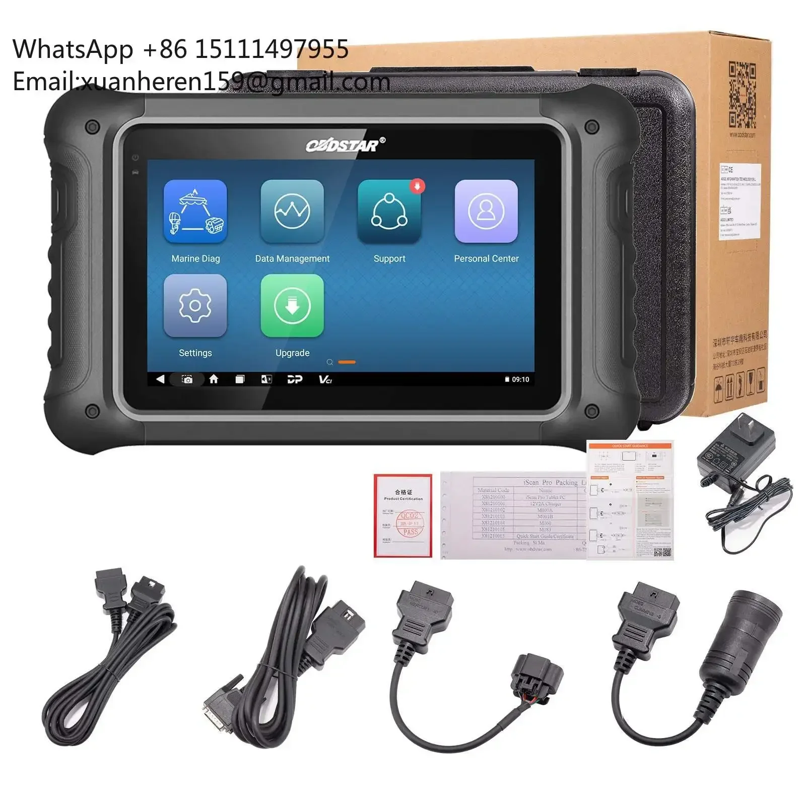 

OBDSTAR IScan PRO Marine Diagnostic Scanner Support DC 24V Input for CUMMINS Support Code Reading and Code Clearing