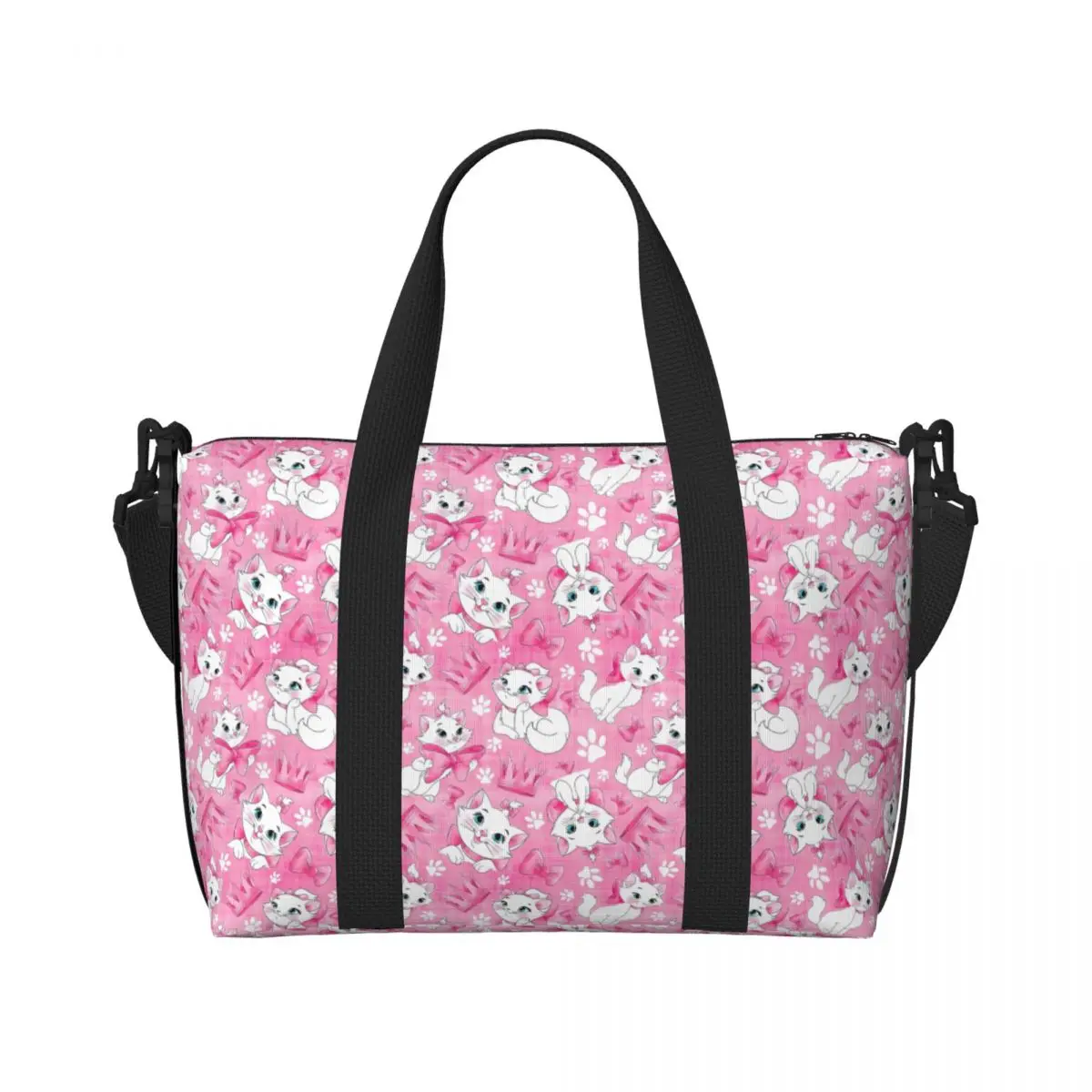 

Custom Cute Cartoon Marie Cat Tote Bag Women Large Capacity Funny Animal Pattern Gym Beach Shoulder Travel Bag