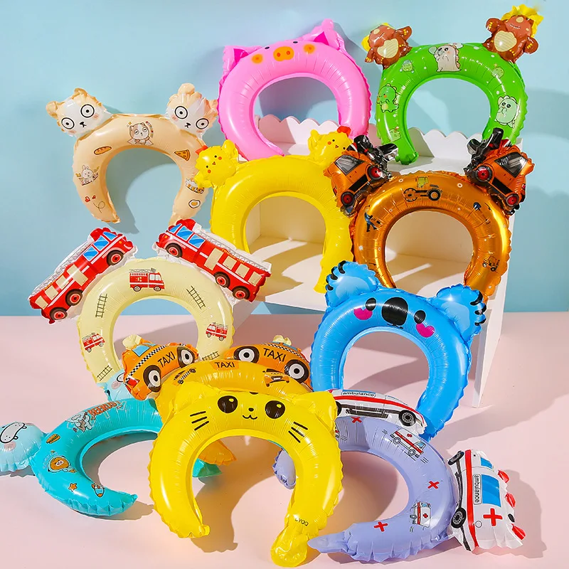 

10Pcs Cartoon Cute Small Animal Car Series Headband Balloon Creative Party Props Decorations 3D Three-dimensional Balloons Toys