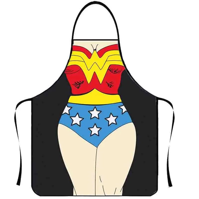 Interesting Hero Superman Apron Anti Oil Pollution Cartoon Sexy Character Apron Party Kitchen Supplies