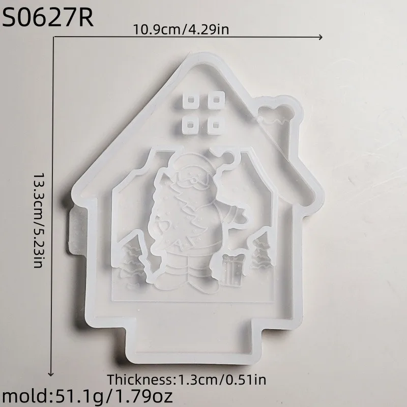 DIY House Santa Claus Plugin Candlestick Silicone Mold Cement Gypsum Ornament Epoxy Resin Mold Home Crafts Decoration Storage