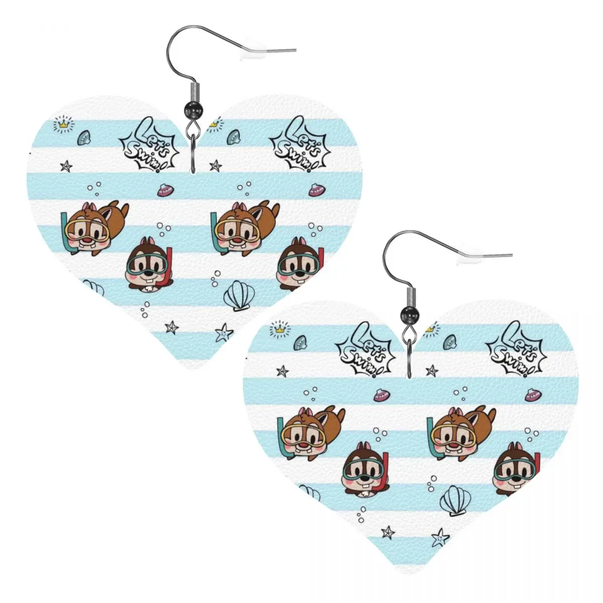 

Забавные кожаные серьги с мультяшными персонажами Чипом и Дейлом для женщин, висячие серьги, ювелирные аксессуары