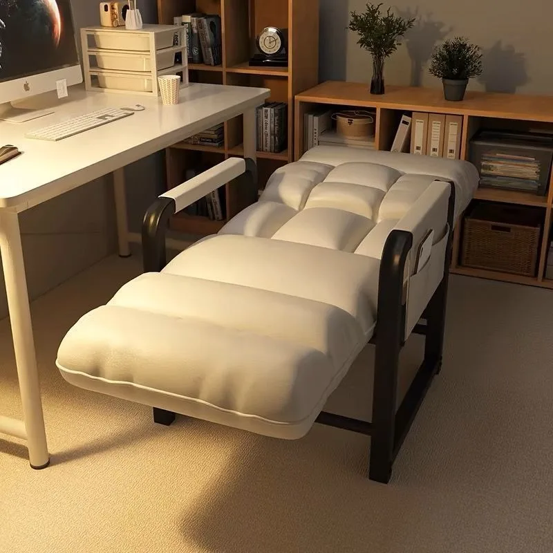 Folding Computer Chair Home Office Bedroom Vanity Stool with Thick Cushion Ergonomic Back Support Swivel Comfort Seat