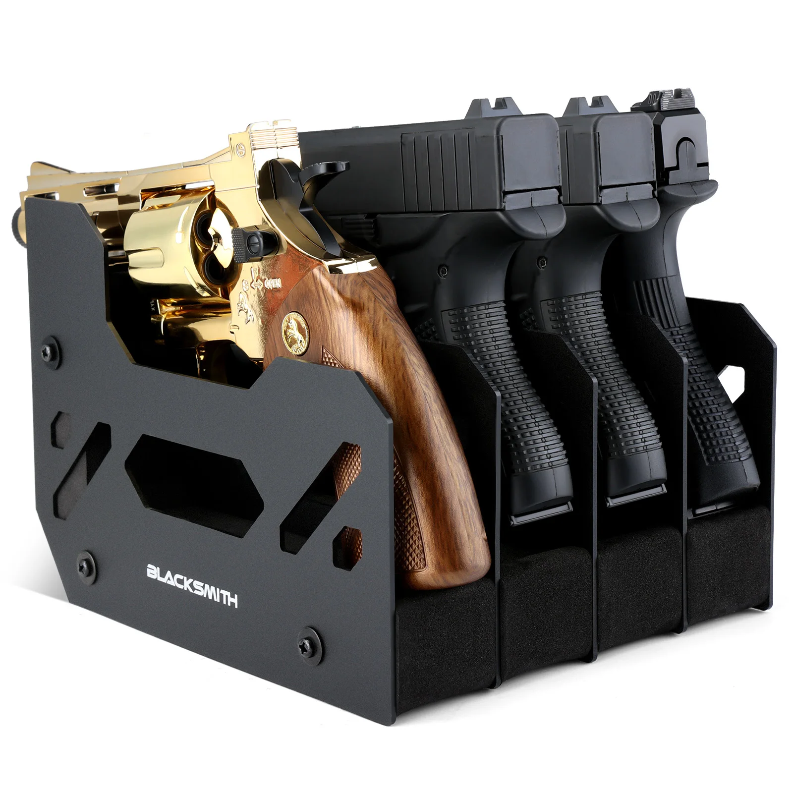 Estante para pistola con 4 ranuras, soporte de pistola de espuma suave EVA para pistola, gabinete seguro, almacenamiento, soporte para pistola, organizador de tiro