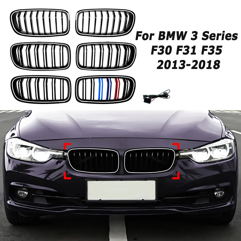Car Front Grille for BMW 3 Series F30 F31 F35 2013-2018 With Led Tuning Radiator Air Intake Kidney Car Accessories Aftermarket