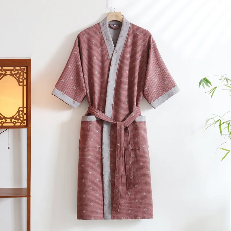 

Women's kimono wedding dress vintage print lounge woman sleepwear robe 100% cotton night gown comfort spring autumn bathrobe