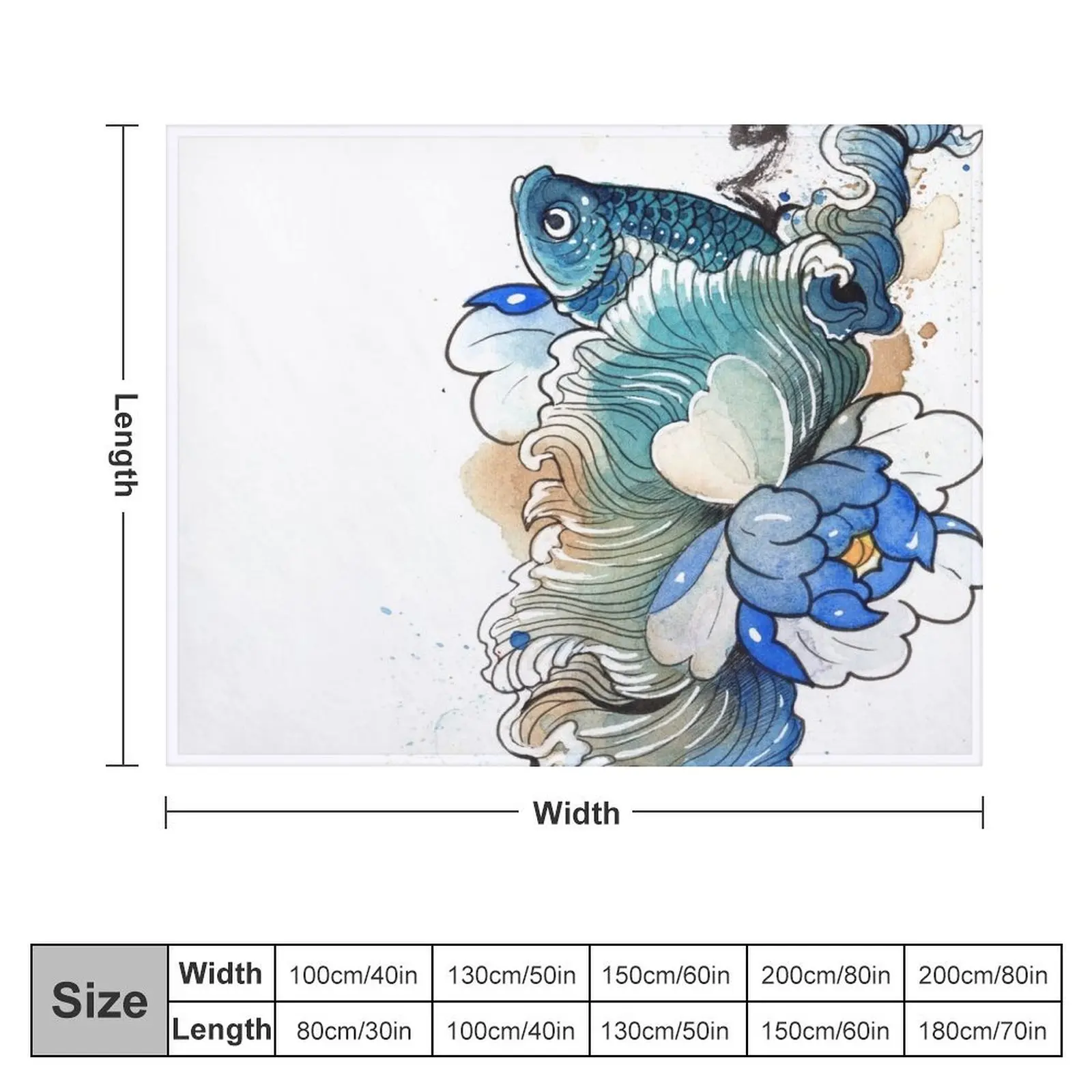 Blue - Betta Splendens Throw Blanket Softest Luxury St Blankets