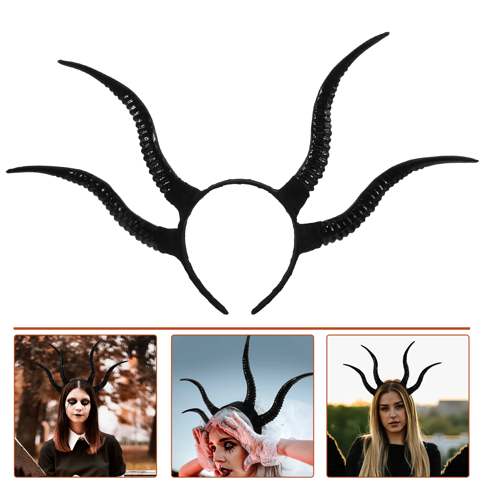 

Halloween Costume Demon Horn Headband Cosplay Hair Horns Hairband Black Ox Women's