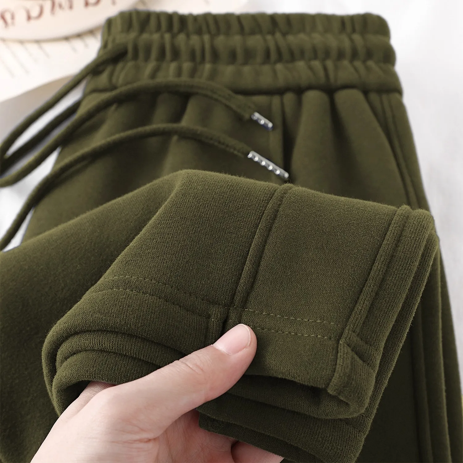 

Женские брюки с высокой талией и широкими штанинами, прямого кроя, утягивающие, дышащие, повседневные, молодежные, цвета соленой капусты