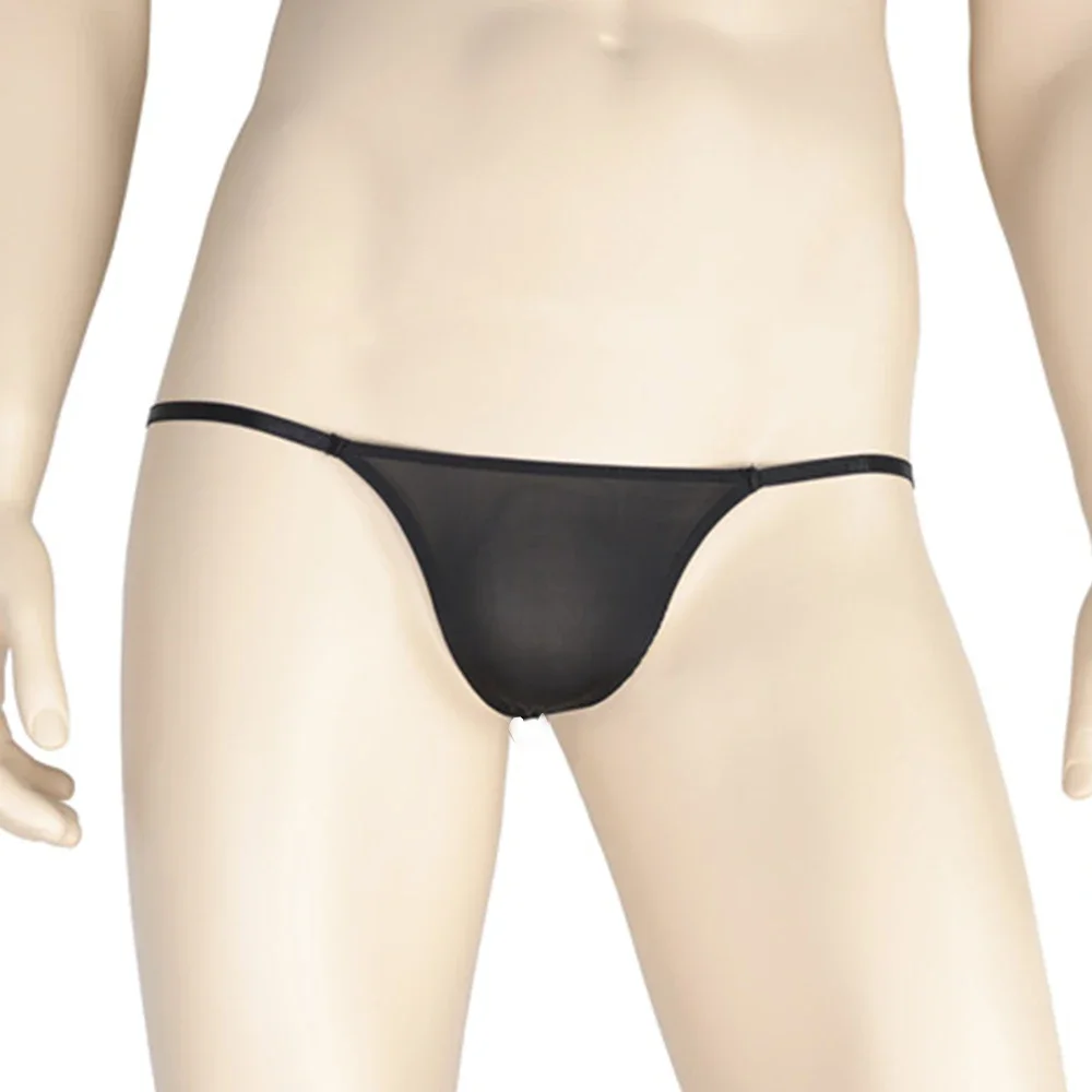 Bikini Men Sexy Thong Man Low-Rise Briefs T-Back G-String See Through Mesh Underwear Man Erotic Panties Bare Butt Underpants