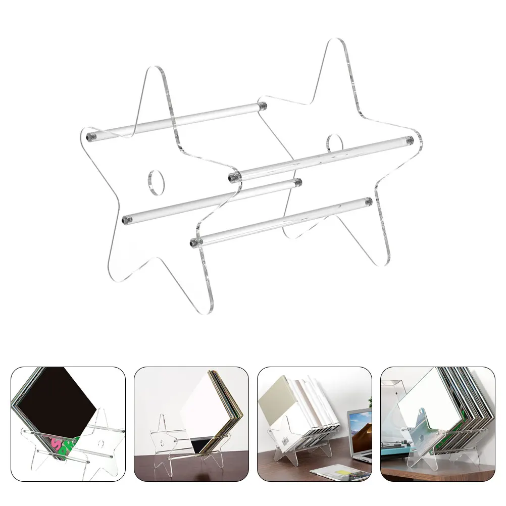 

Vinyl Record Rack CD Storage Holder Desktop ganizer Transparent Acrylic Material Large Capacity Bookshelf Suitable For Home