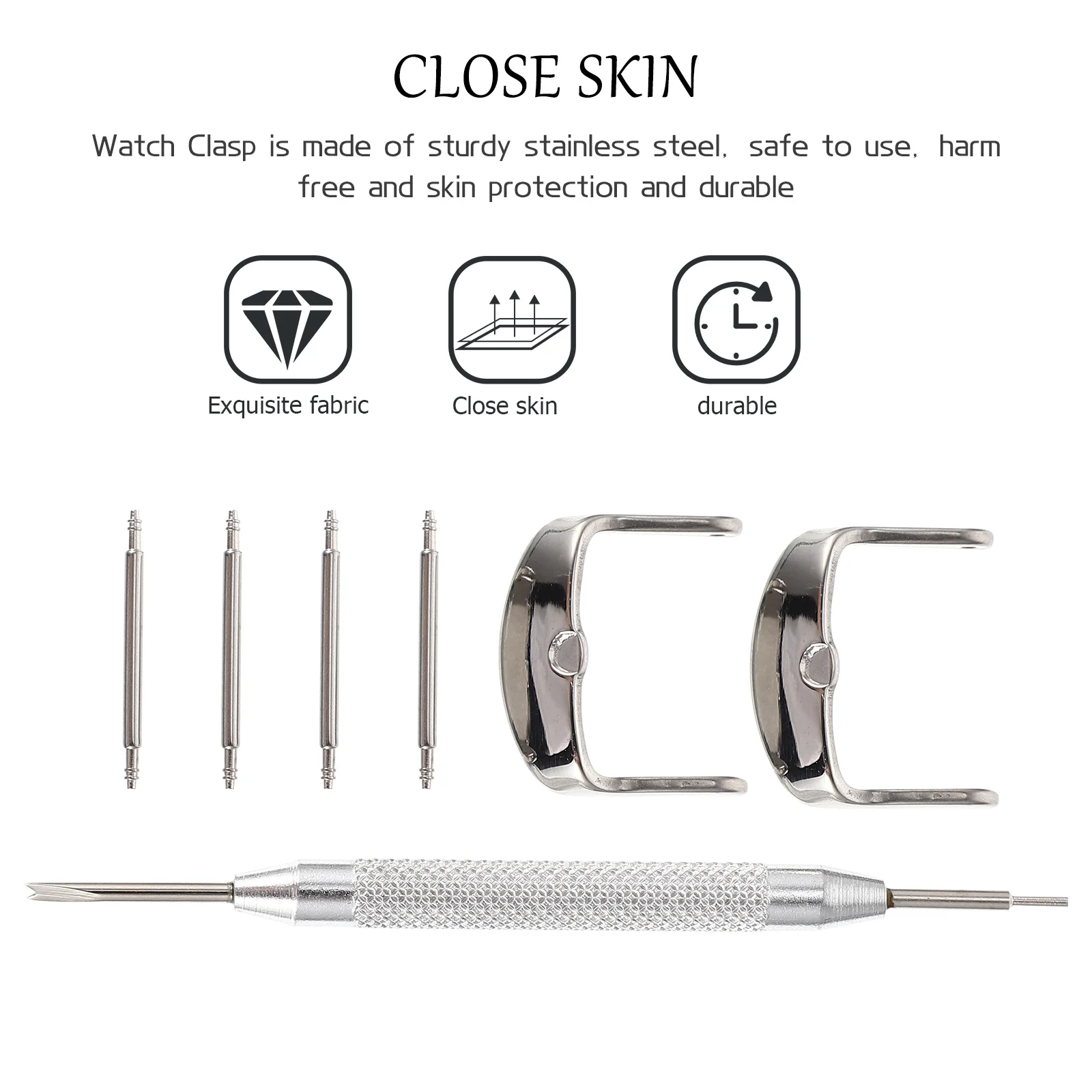 

1 Bag Stainless Steel Watchband Clasp Practical Replacement Buckle Adjustable Comfortable Watch Strap Repair Supplies