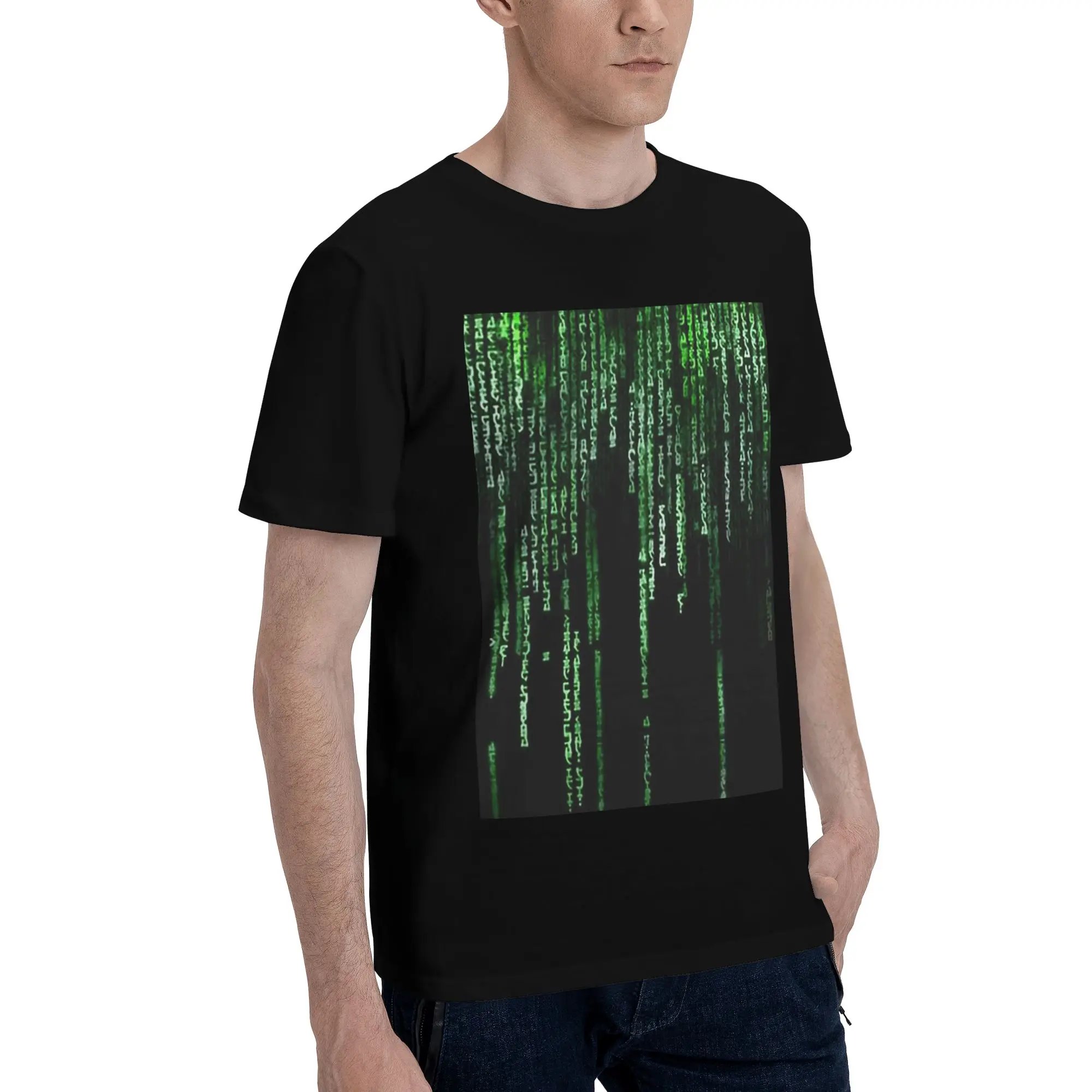 

Мужская футболка Matrix, большие футболки, мужские хлопковые футболки с круглым вырезом, короткие летние мужские футболки