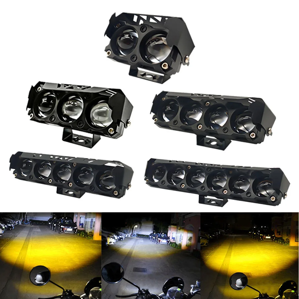

Светодиодный светильник для мотоцикла, прожектор, линза для фар, фары для мотоцикла, точечный светильник, желтый, белый, дальний ближний свет, ходовые огни для мотоциклов