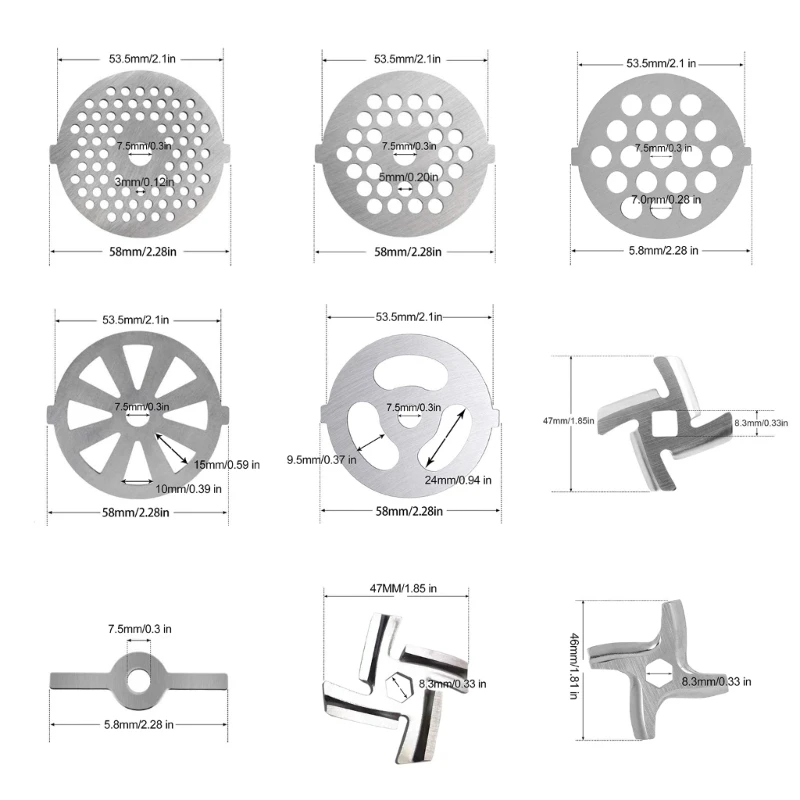 Meat Grinder Discs Plates Grinding Blade Meat Grinder Disc Stainless Steel Food Grinder Accessories Kitchen Tool