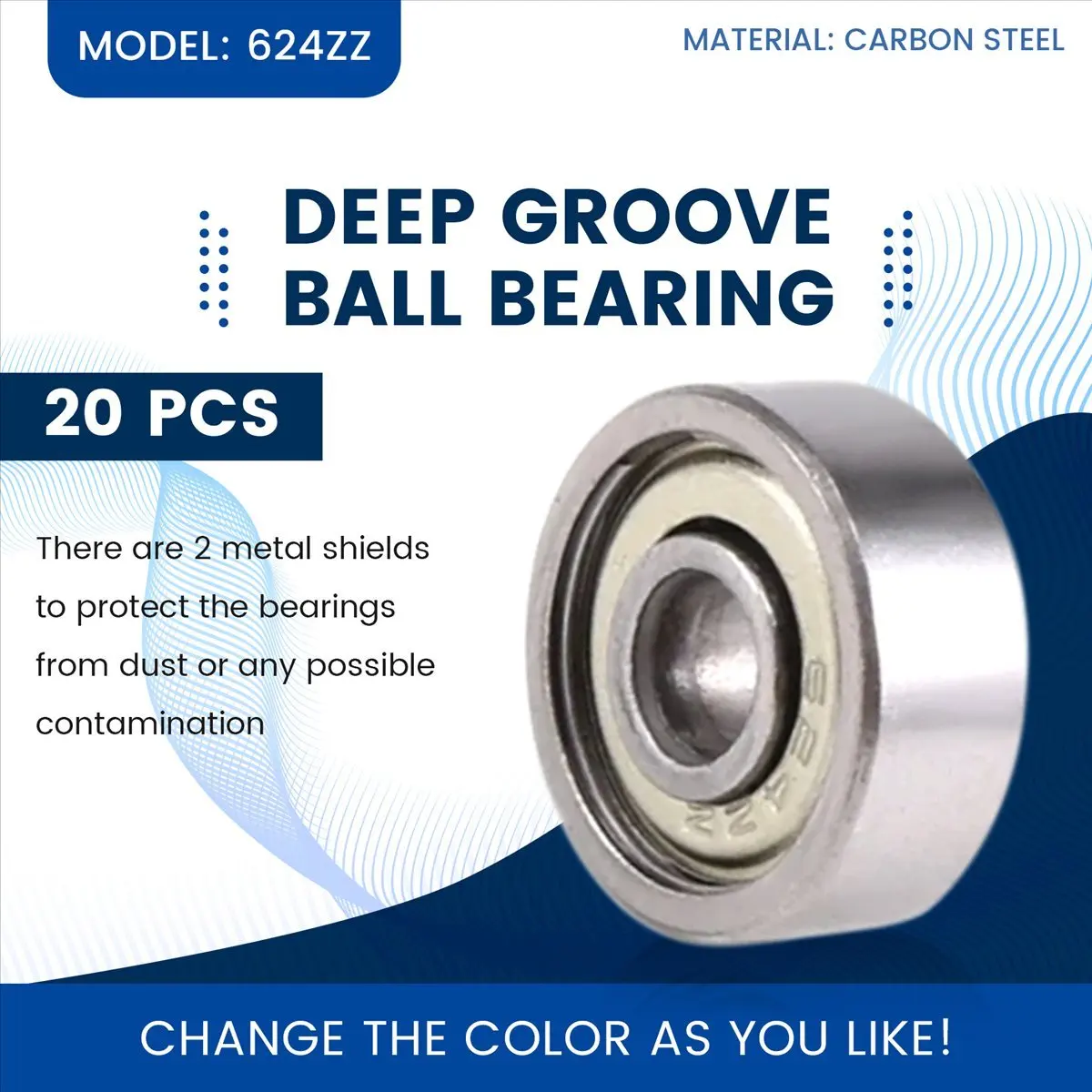 

Stunning- 20 Pcs 624ZZ 4mm x 13mm x 5mm Carbon Steel Shielded Radial Ball Bearings Deep Groove Ball Bearings