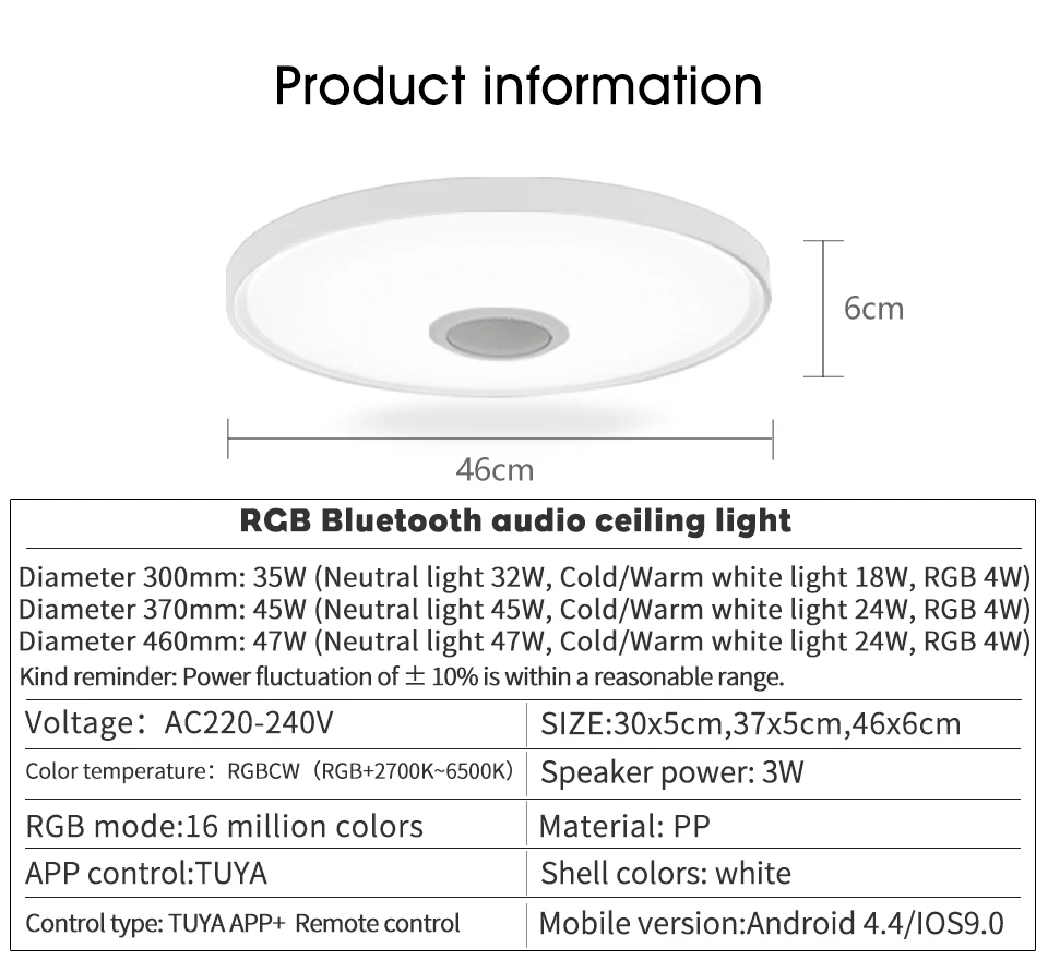 MARPOU LED Moderne Deckenleuchte RGB Bunte Dimmung APP Fernbedienung 18 Zoll Große Smart Home Musik Deckenleuchte Schlafzimmer – Detail 11