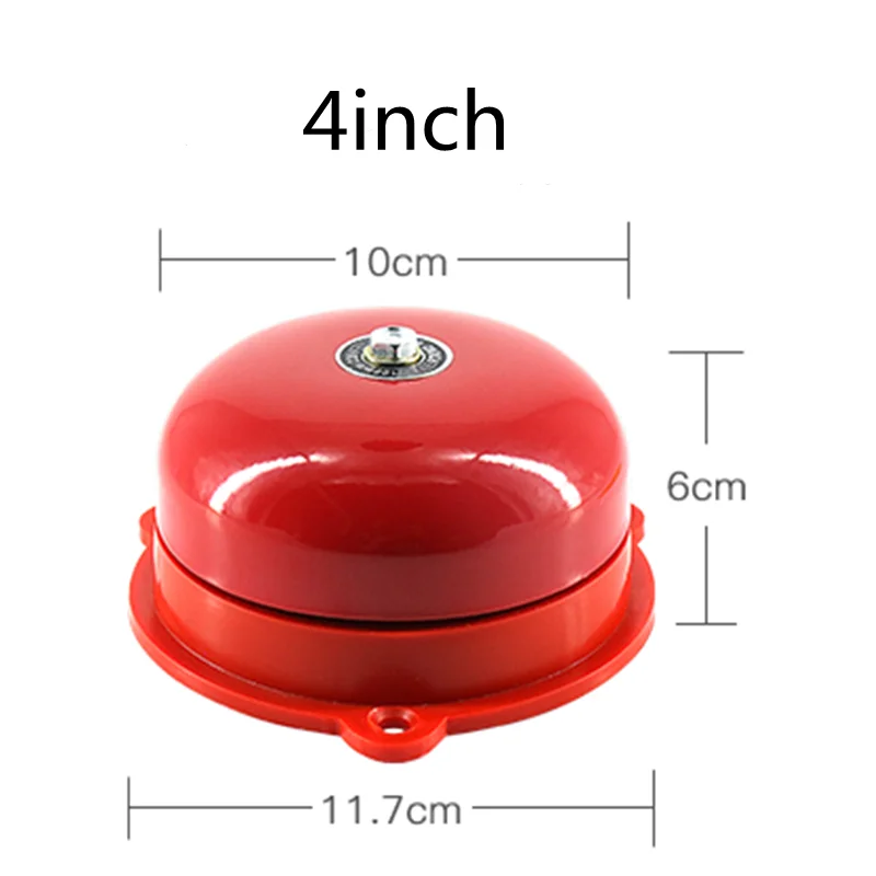 Good Quality AC 220V 100mm 4 inch Dia Schools Fire Alarm Round Shape Electric Bell Red